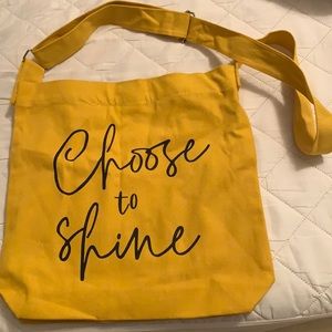 Grace and lace yellow twill Choose to Shine Pocket tote new never used